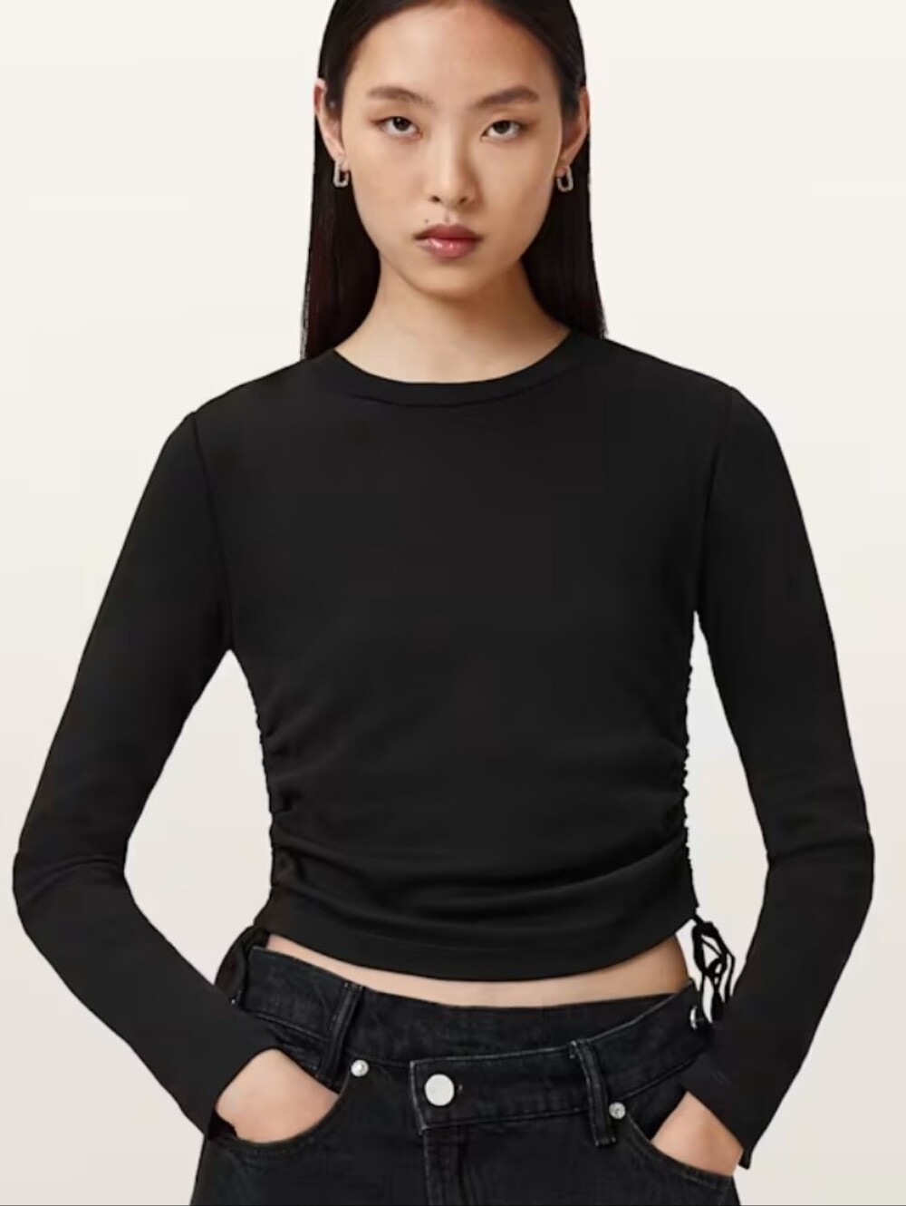 AllSaints Sonny Long Sleeve T-Shirt Black Small